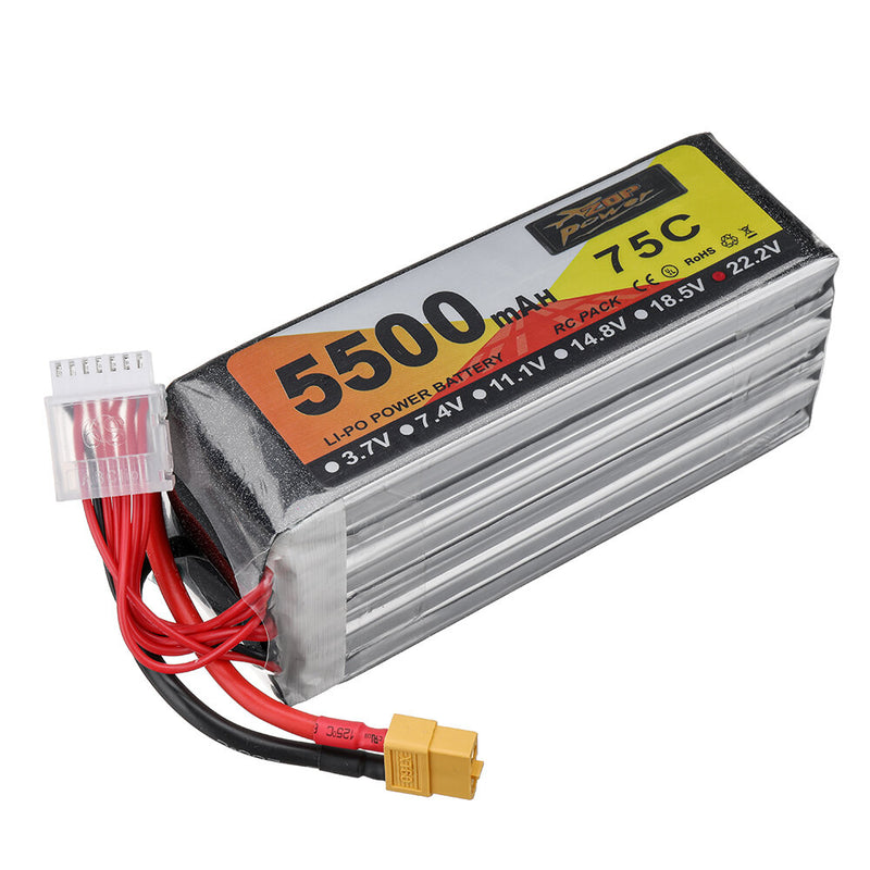 ZOP POWER 22.2V 5500mAh 75C 6S LiPo Battery XT60 Plug for RC Drone