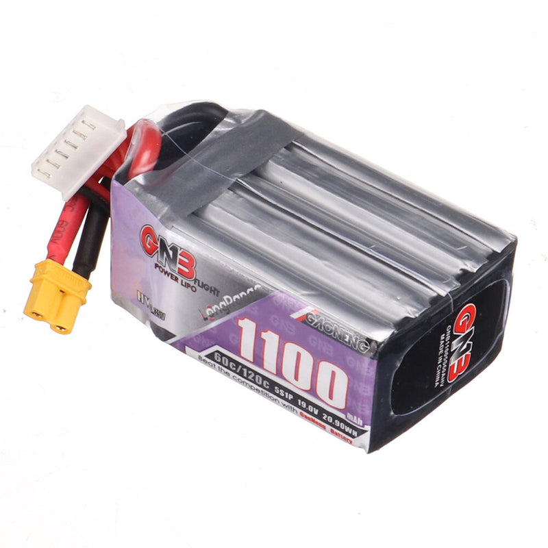 Gaoneng GNB 19V 1100mAh 60C 5S HV LiPo Battery XT30/XT60 Plug for FPV Racing Drone