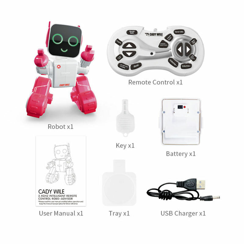 JJRC-R4 Pink Kidiwayle English Version Intelligent Programming Robot with Voice Control and Gesture Recognition for Kids and Beginners