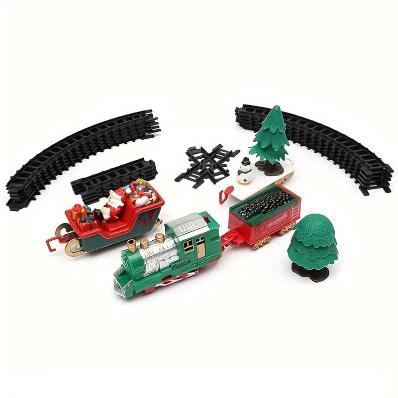 22pcs Train Toy Electric Christmas Theme Dreamy Music Track Set Children Environmental Protection Trains Toys Gifts