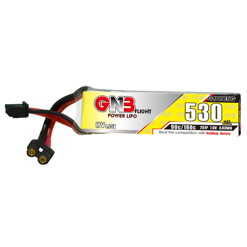 Gaoneng GNB 7.6V 530mAh 90C 2S LiHV Lipo Battery XT30 Plug for Happymodel Mobula 8 Sub250 Nanofly20 Mobula8 TinyGo CRUX3 FPV Racing Drone