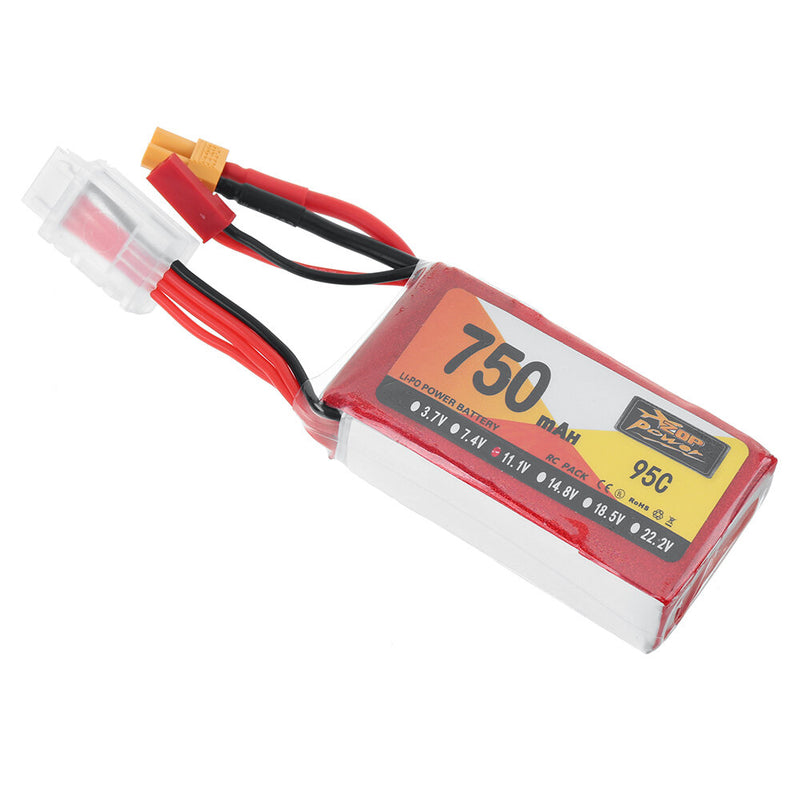 ZOP POWER 11.1V 750mAh 95C 3S LiPo Battery XT30 Plug for RC Drone