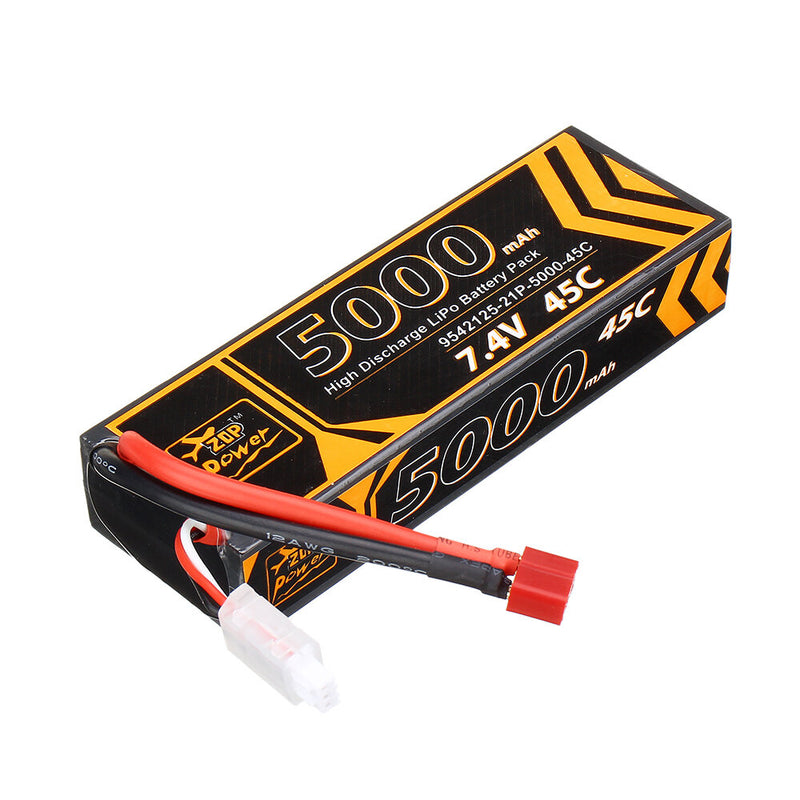 ZOP Power 7.4V 5000mAh 45C 2S Lipo Battery T Plug for 1/10 RC Racing Car