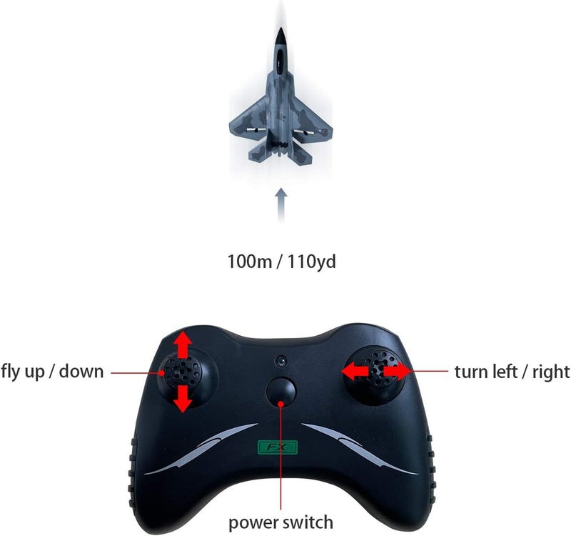 HAWK'S WORK 2 CH RC Airplane, F-22 Plane Ready to Fly, 2.4GHz Remote Control, Easy to Fly RC Glider for Kids & Beginners