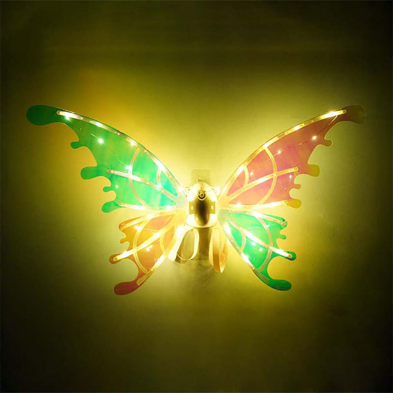 DIY Assembly Elf Electrical Butterfly Wings Electrical Moving Fairy Wings Butterfly Wings for Girl Glowing Shiny Transparent Princess Wings for Birthday, Wedding and Christmas Dress Up