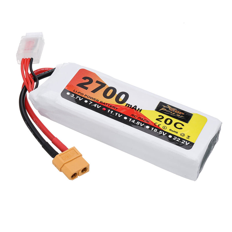 ZOP POWER 11.1V 2700mAh 30C 3S LiPo Battery XT60 Plug for RC Drone