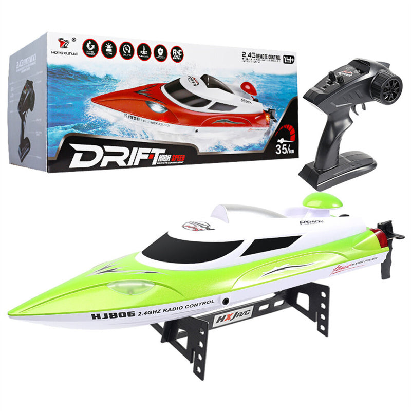 HXJRC HJ806B 2.4G 4CH RC Boat High Speed LED Light Speedboat Capsizing Reset Waterproof 35km/h Electric Racing Vehicles Models Lakes Pools Remote Control Toys