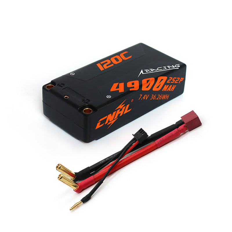 CNHL Racing Series 7.4V 4900mAh 120C 2S Hard Case LiPo Battery T Dean Plug for Wltoys 144001 RC Car