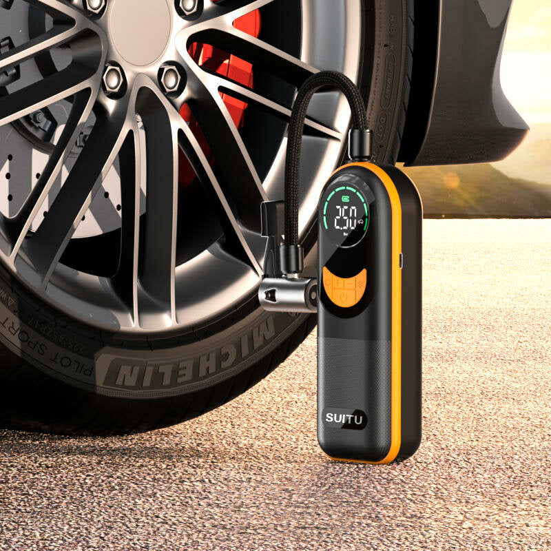 SUITU 4000mAh Wireless Car Tire Inflator with Digital Display & LED Light Graphene Battery for Car Motorcycle Balls