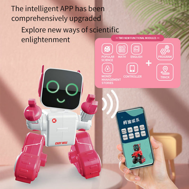 JJRC-R4 Pink Kidiwayle English Version Intelligent Programming Robot with Voice Control and Gesture Recognition for Kids and Beginners