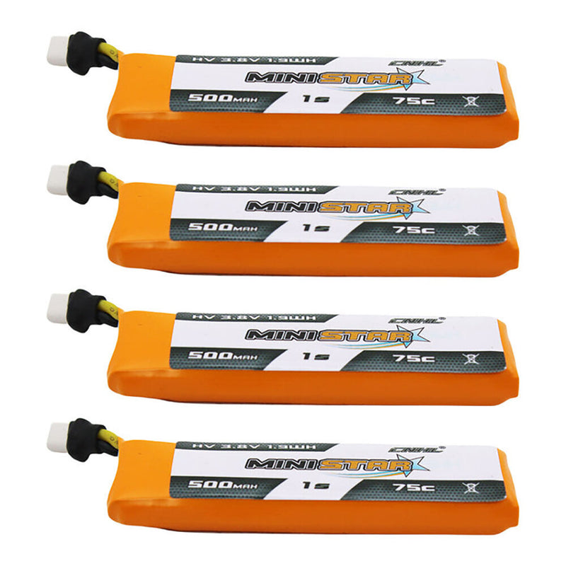 4 Packs CNHL MiniStar HV 500mAh 3.8V 1S 75C Lipo Battery with BT2.0 Plug for FPV RC Drones