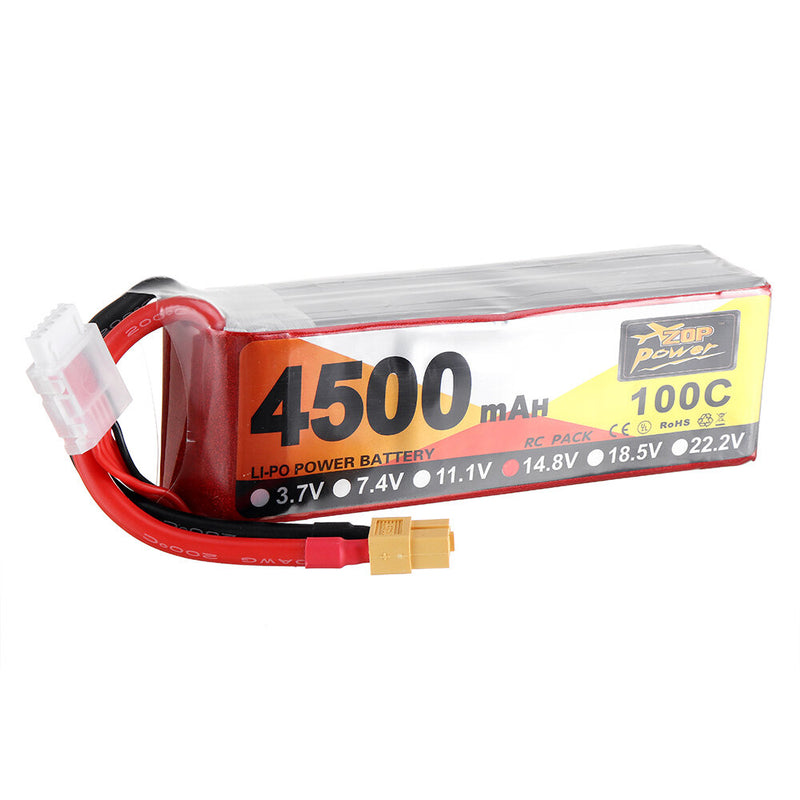 ZOP Power 14.8V 4500mAh 100C 4S Lipo Battery XT60 Plug for FPV RC Drone