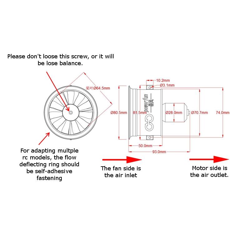 Powerfun EDF 64mm Ducted Fan 4S 3500KV Brushless Motor 11 Blades Propeller for RC Airplane Plane Jet