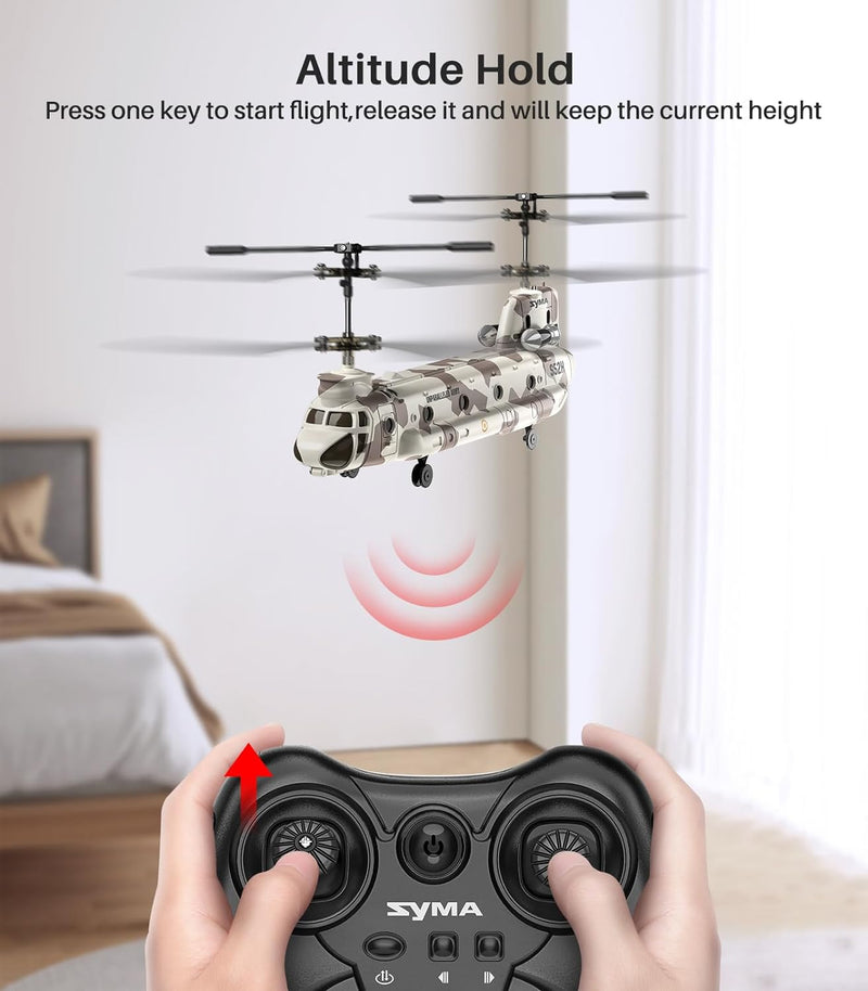 SYMA Remote Control Helicopter, S52H Military Transport RC Helicopter with Altitude Hold, One Key take Off/Landing, LED Light, Low Battery Reminder, Army Helicopter Toys for Kids and Military Fans