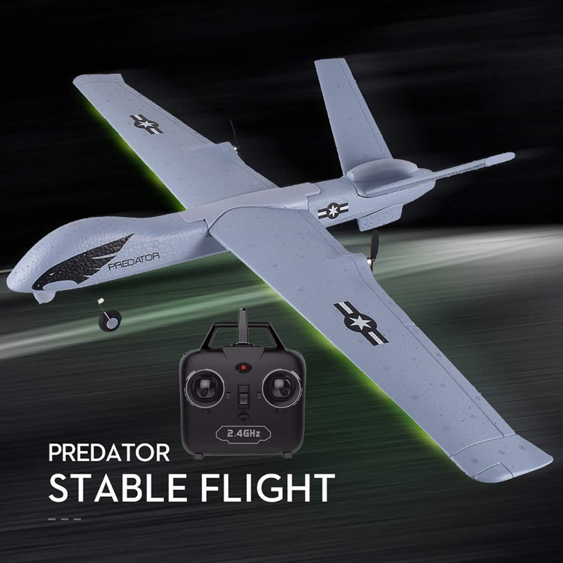 RC Plane Remote Control Airplane - 2.4Ghz 2 Channels DIY RC Predator Aircraft with 3-Axis Gyro for Beginner RC Plane with 2 Batteries, Wingspan 660mm