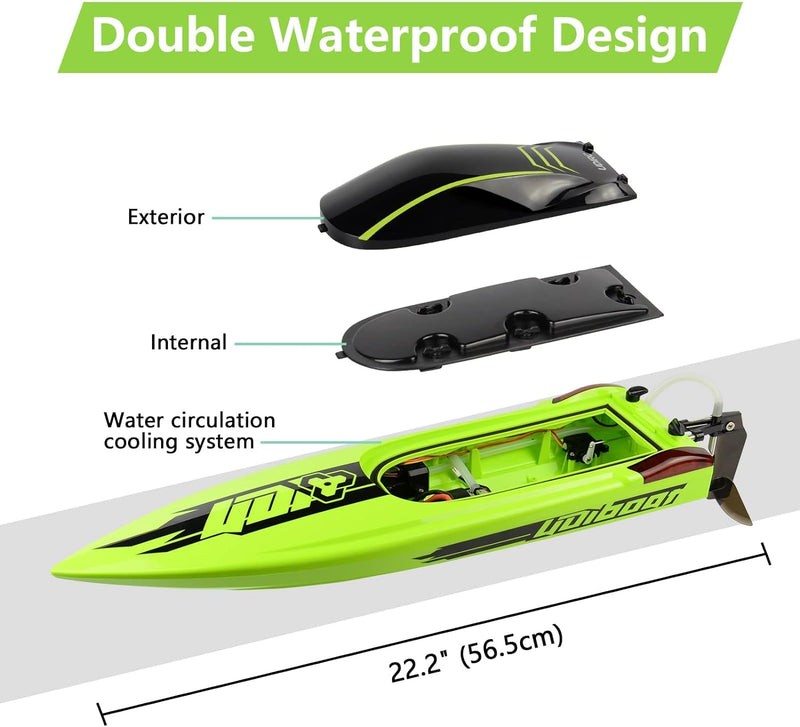 Cheerwing 22" Large RC Racing Boats, Brushless Remote Control Boat 40 Km/h with LED Lights High Speed for Adults and Kids