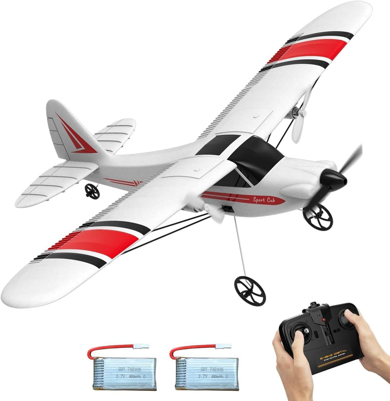 VOLANTEXRC RC Planes Sport Cub S2 for Kids, 2.4Ghz 2CH Remote Control Airlane Portable & Easy to Fly Outdoor Toy Gifts with Gyro Stabilizer for Beginner (762-2 Red)