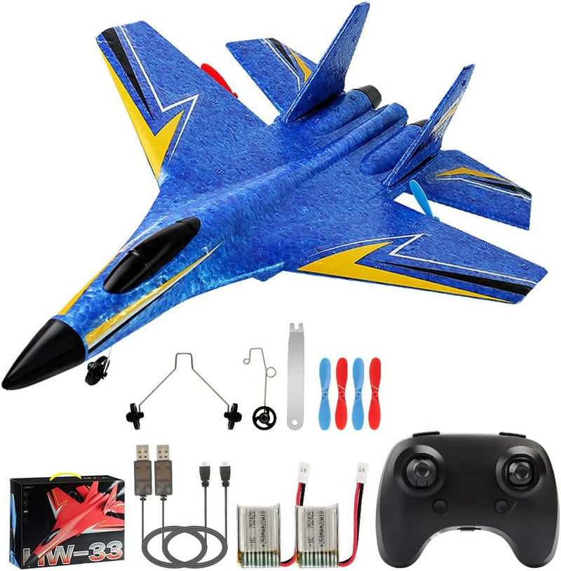 Su-27 RC Airplane,2.4GHz 2 Channel Remote Control Plane with Gyro Night Lights and 2 Batteries, Easy to Fly for Adults, Beginners and Kids Toy