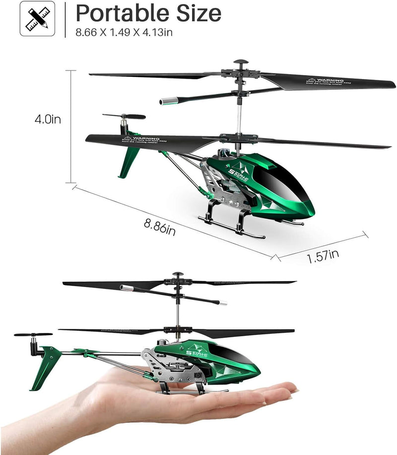 SYMA Remote Control Helicopter, S107H-E Aircraft with Altitude Hold, One Key take Off/Landing, 3.5 Channel, Gyro Stabilizer, High &Low Speed, LED Light Indoor to Fly for Kid Beginner(Green)