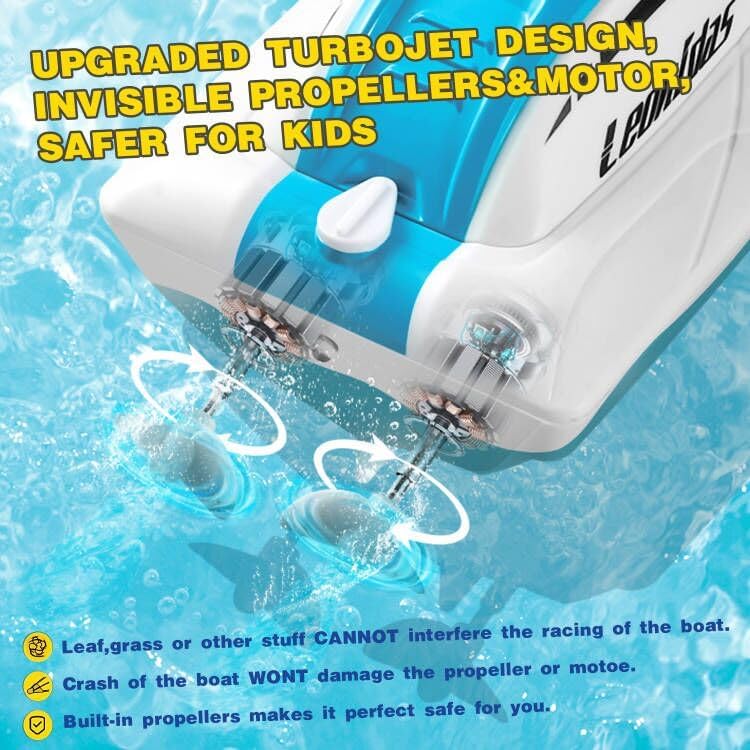 4DRC S4 RC Boat, Remote Control Boat 2.4GHz High Speed RC Racing Boat for Pool and Lake,with 2 Rechargeable Batteries for Adults and Kids Water Pool Toys for Kids Gifts.Blue