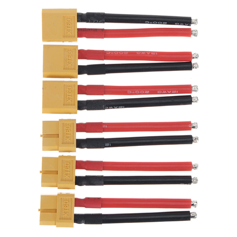 3Pairs XT60 Male Plug 12AWG 5cm Silicone Cable Wire