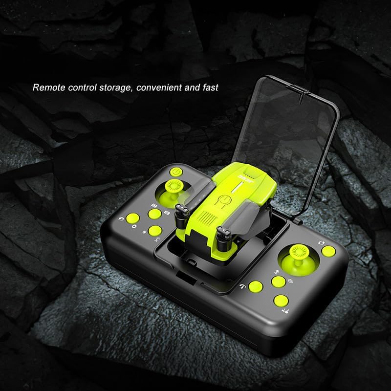 Foldable Mini pocket RC Quadcopter Drone for kids 10-12,beginners,smart hover,3D Flip,3 speed,led headlight,2 battery (Green)