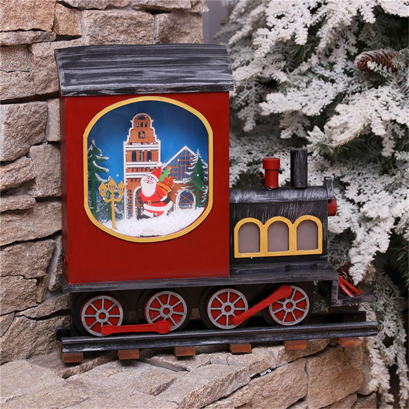 Christmas Party Home Decoration Hanging Snowfall Music Locomotive Toys For Kids Children Gift