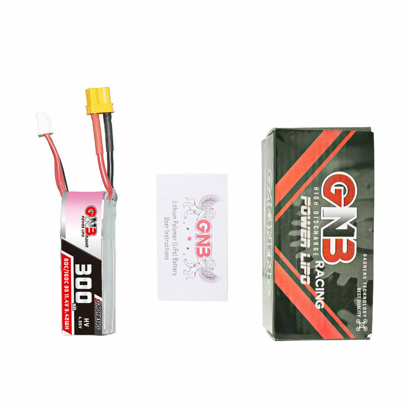 Gaoneng GNB 11.4V 300mAh 80C 3S HV LiPo Battery XT30 Plug for RC Drone