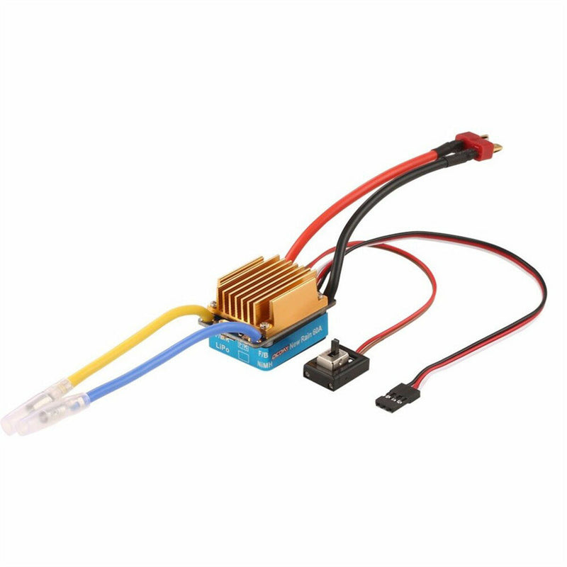 Waterproof Brushed ESC 60A 3S with Fan 5V 3A BEC T-Plug for 1/10 RC Car Vehicles Model Parts