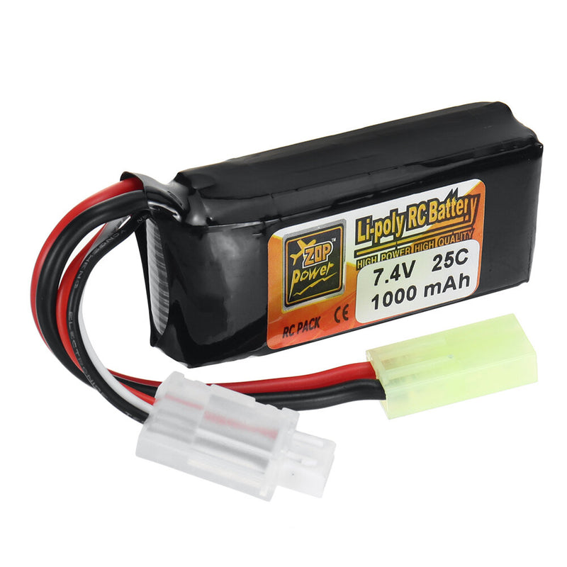 ZOP Power 2S 7.4V 1000mAh 25C LiPo Battery T Plug for RC Car Airplane Helicopter FPV Racing Drone
