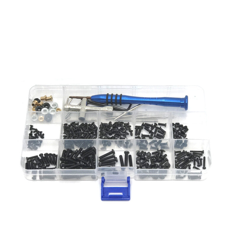 300pcs M2 M2.5 M3 Screw Fastener Kit Cross Sleeve Hex Wrench Swing Arm Pin Screws for Wltoys 144001 144010 124016 124017 124019 RC Car Parts