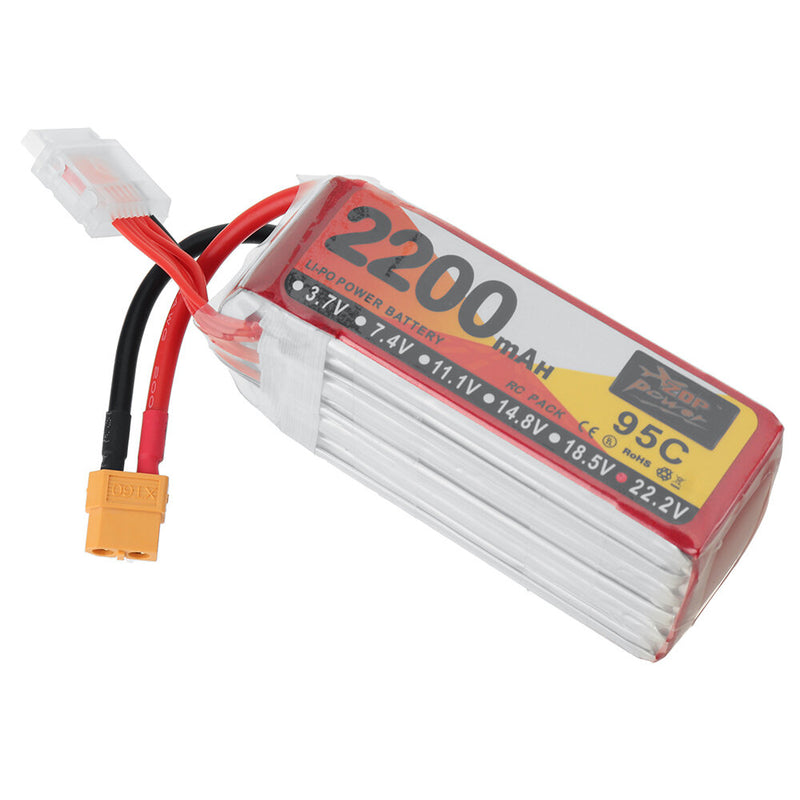 ZOP POWER 22.2V 2200mAh 95C 6S LiPo Battery XT60 Plug for RC Drone