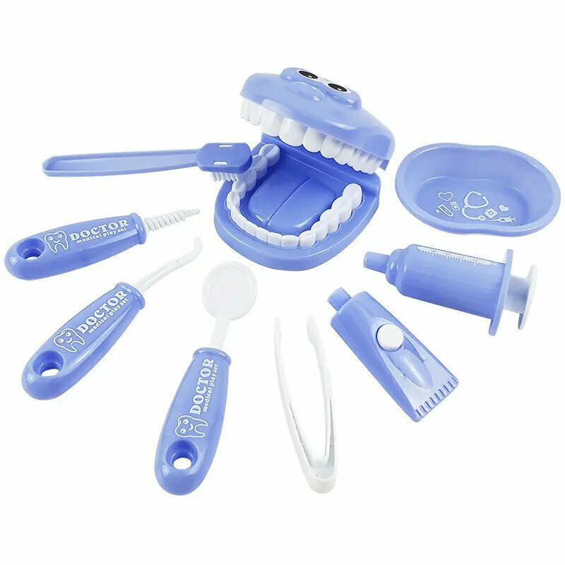 9Pcs Dental Kit Dentistry Toys Role Play Dentist Check Teeth Educational Kids Simulation Doctors Set Boy Girls Gift