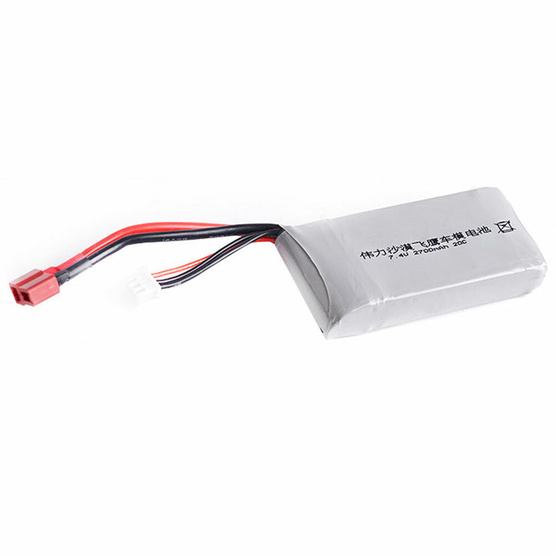 2700mAh 2S 7.4V 20C Lipo Battery T Plug for WLtoys 12428 12429 High Speed Off-Road RC Car