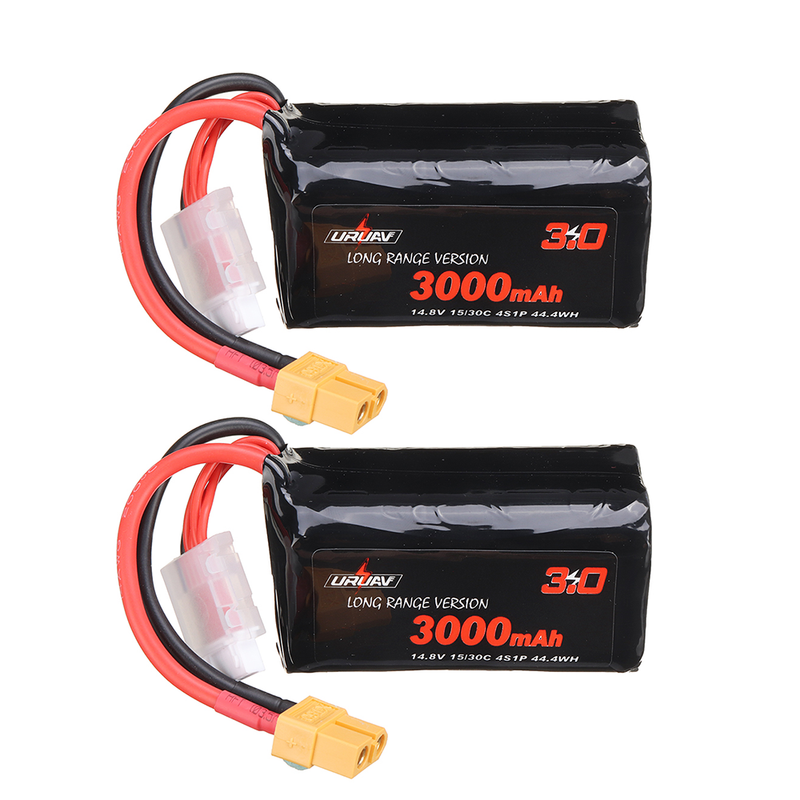 2Pcs URUAV VTC6 18650 4S 14.8V 3000mAh 15/30C 4S1P LR Li-ion LionPack Battery XT60 Plug for GEPRC Crocodile Baby 4 Crocodile7 Long Range FPV Racing Drone