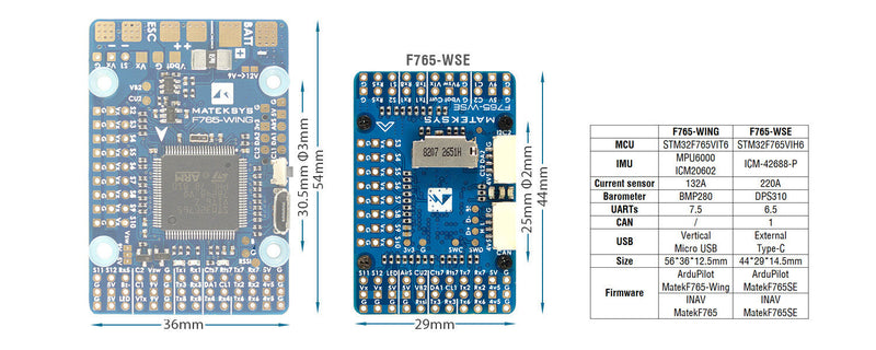 Matek Systems F765-WSE STM32F765VIh6 Flight Controller Built-in OSD for RC Airplane Fixed Wing