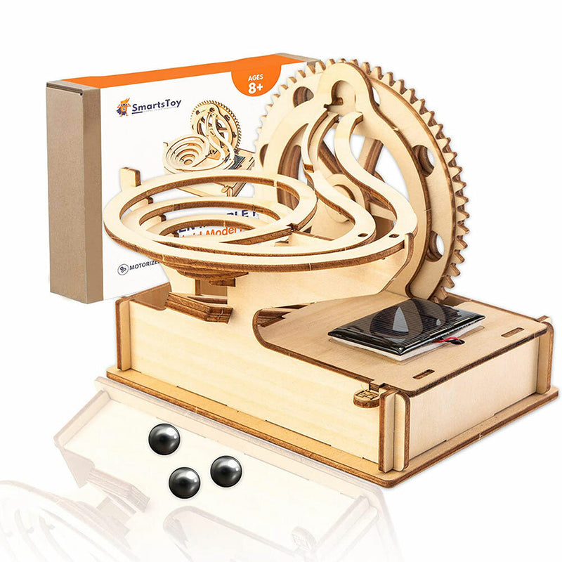 Solar Wooden Marble Run for Kids Wood Puzzle Building Blocks Toy Marble Maze Track&Race Game- Educational Science Experiment & STEM Learning Gift for Boys Girls