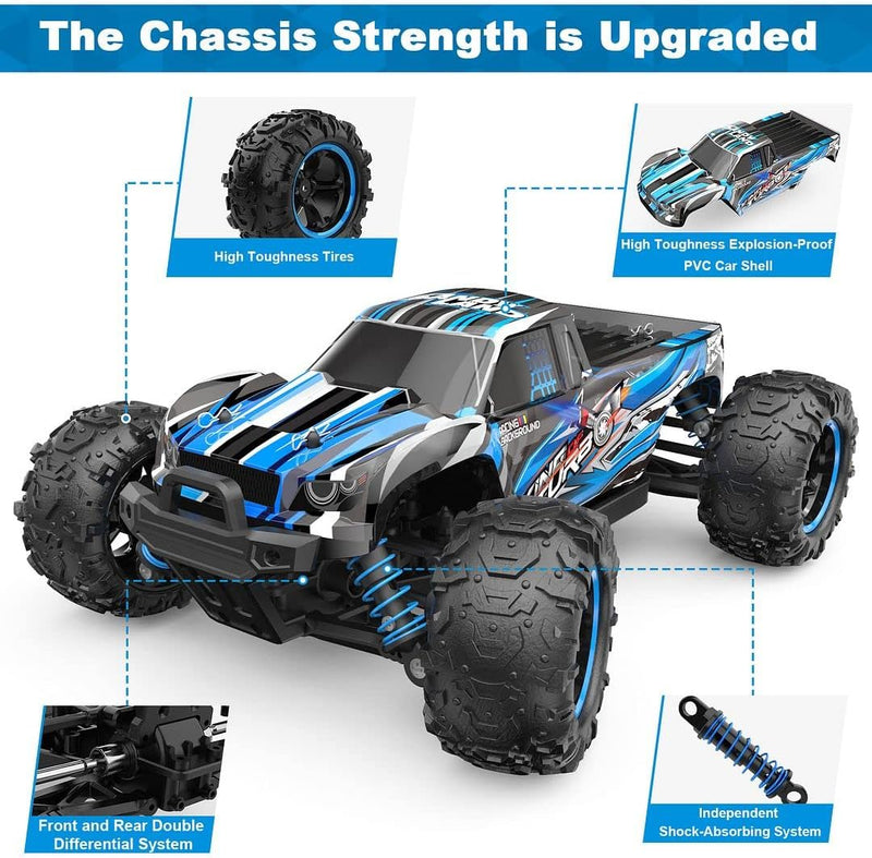 RC Cars 1:18 Scale Remote Control Car, 4WD High Speed 40+ Km/h Off Road RC Monster Vehicle Truck, All Terrains Electric Toy Trucks with Two Rechargeable Batteries for Boys Kids and Adults