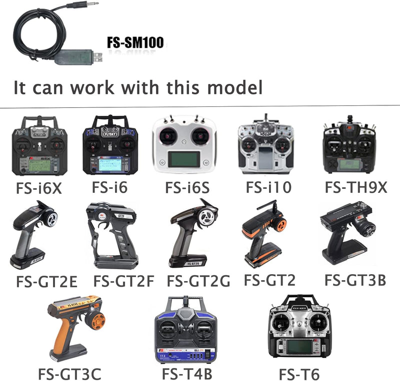Flysky USB Flight Simulator Adapter Cable 2.4G SM100 for FS-i6 FS-i10 FS-i6 FS-i4 FS-T6 FS-CT68 FS-T4B FS-GT3 Remote Controller