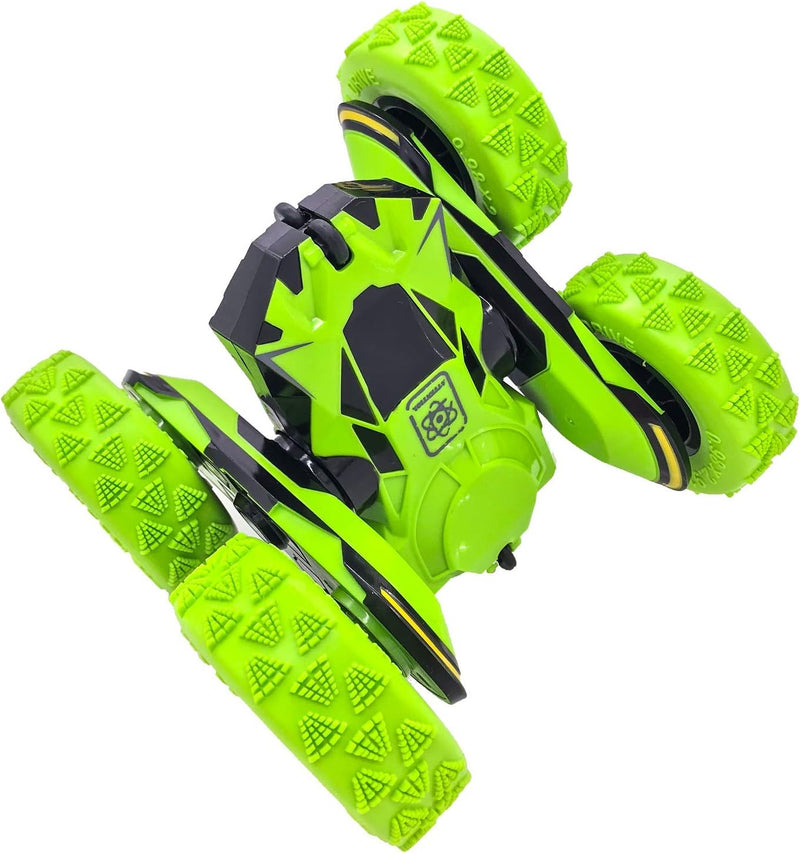 Threeking RC Stunt Cars Remote Control Car Double-Sided Driving 360-degree Flips Rotating Car Toy, Green
