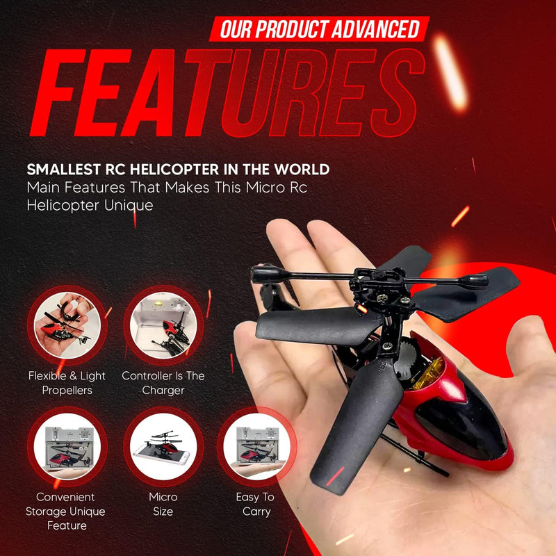 Remote Control Mini Helicopter, QS5010, Rc Helicopter Toy for Kids & Adults, 3.5 Channel & Gyro Stabilizer, Indoor Toy for Beginners (Red)