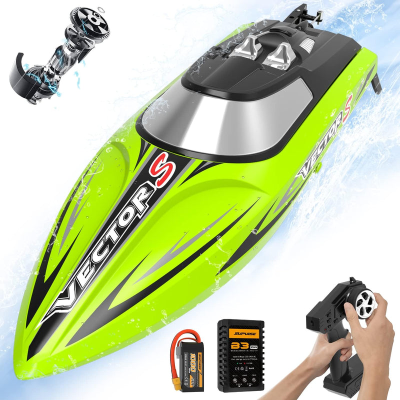 VOLANTEXRC Brushless RC Boats for Adults, 30+MPH 17.7" High Speed Remote Control Boat with Rechargeable Battery for Lakes, 2.4 GHz Fast RC Boat for Adults (Blue)