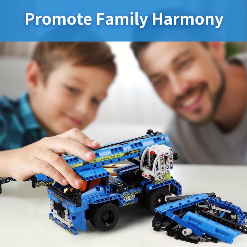 DOLIVE Remote Control Building Toys for 7-9 Year Old Boys, 2-in-1 Technic Vehicle Building Kits for Kids 8-12, Construction Erector Set Crane Truck Build Model for Boys Girls