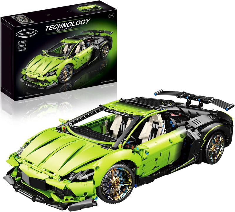 NEWRICE Super Sports Car Building Kit,1:10 Scale Car Model Building Blocks Toys,Adult Collectible Race Car,for 14+ Year Boys,Adult(2209Pieces)