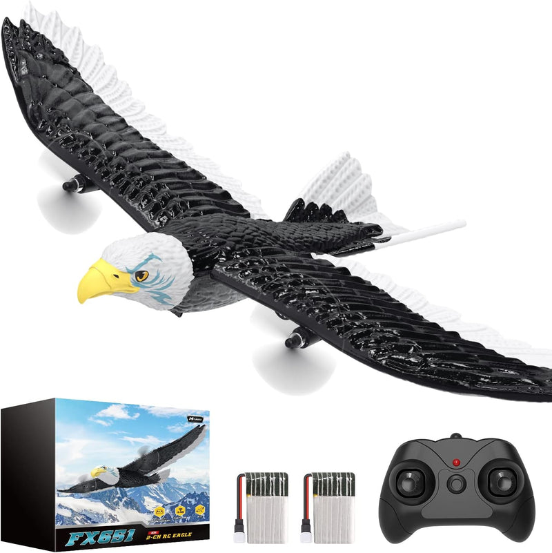DEERC RC Plane, Remote Control Eagle Plane, RTF Airplane, 2.4GHZ 2CH Flying Bird with 2 Batteries & Propeller 6-axis Gyro Stabilizer, Easy to Fly for Beginners Adults Kids Boys