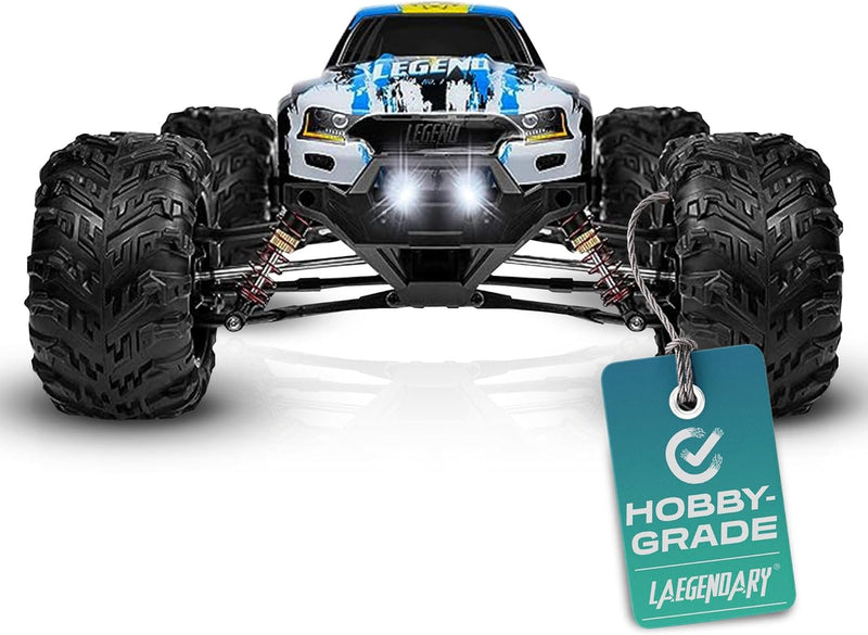 1:16 Scale 4x4 Off-Road RC Truck - Hobby Grade Brushed Motor RC Car with 2 Batteries, Waterproof Fast Remote Control Car for Adults