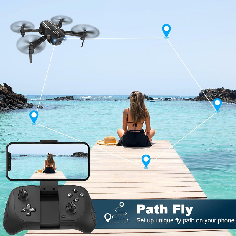 Mini Drone with Camera for Adults Kids - 1080P HD FPV Camera Drones with 90 Adjustable Lens, Gestures Selfie, One Key Start, 360 Flips, Toys Gifts RC Quadcopter for Boys Girls with 2 Batteries