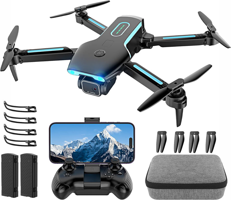 Drone with 1080P HD FPV Camera, RC Aircraft Quadcopter with Headless,3D Flips, One Key Start, Voice/Gravity Control, Speed Adjustment, 2 Batteries, Foldable Drone for Kids, Beginners