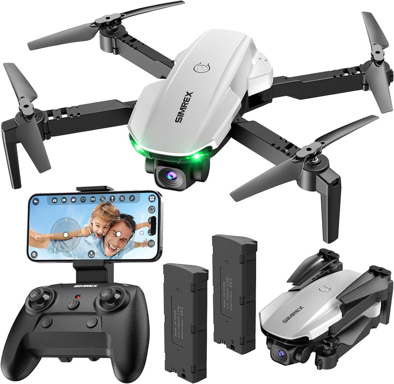 X800 Drone with Camera for Adults Kids, 1080P FPV Foldable Quadcopter with 90° Adjustable Lens, RGB Lights, 360° Flips, One Key Take Off/Landing, Altitude Hold, 2 Batteries (Black)