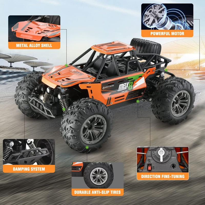 VATOS RC Cars,1:16 Scale All Terrain Remote Control Car,2WD 2.4 GHz Off Road High Speed 20 Km/h RC Monster Truck Racing Cars Electric Vehicle with Two Batteries, Xmas Gifts for Kid Boys Girls & Adults